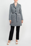 Pant Suit 3 Button Formal Two Piece Pant Suit HEATHER GREY BLACK
