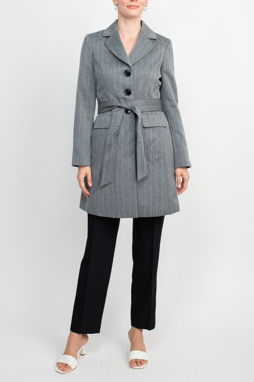 Pant Suit 3 Button Formal Two Piece Pant Suit HEATHER GREY BLACK