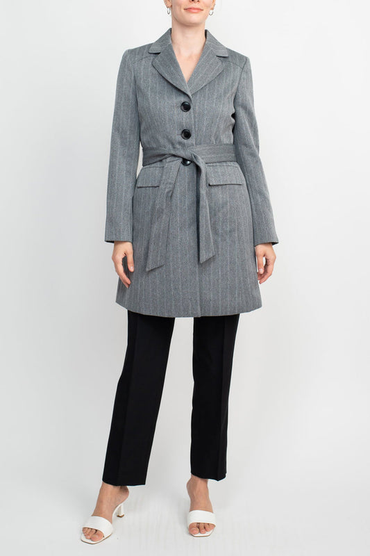 Pant Suit 3 Button Formal Two Piece Pant Suit HEATHER GREY BLACK