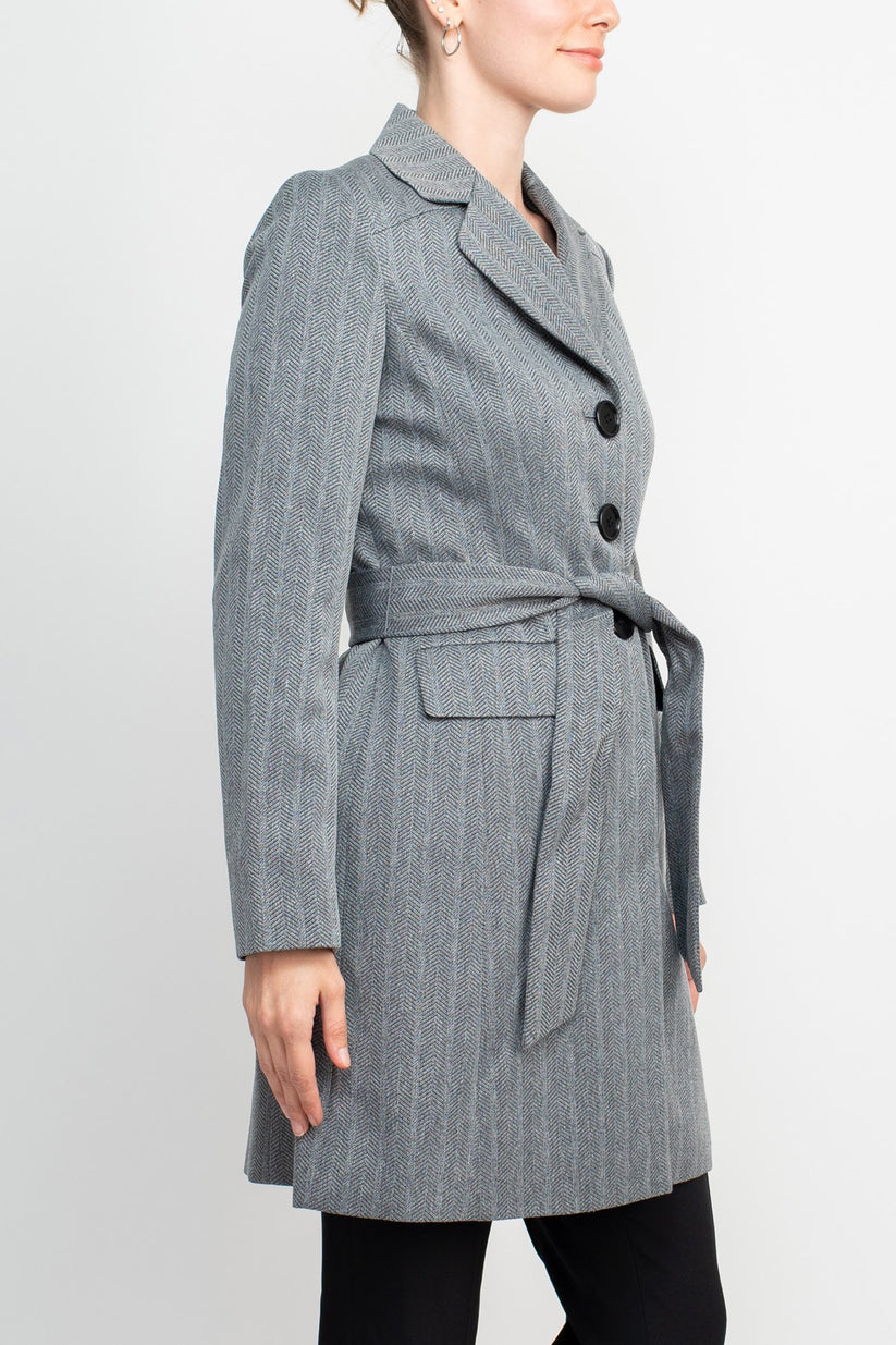 Pant Suit 3 Button Formal Two Piece Pant Suit HEATHER GREY BLACK