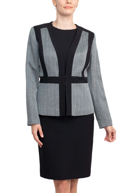 Cocktail Dresses Long Sleeve Jacket Short Cocktail Dress Heather Grey Black