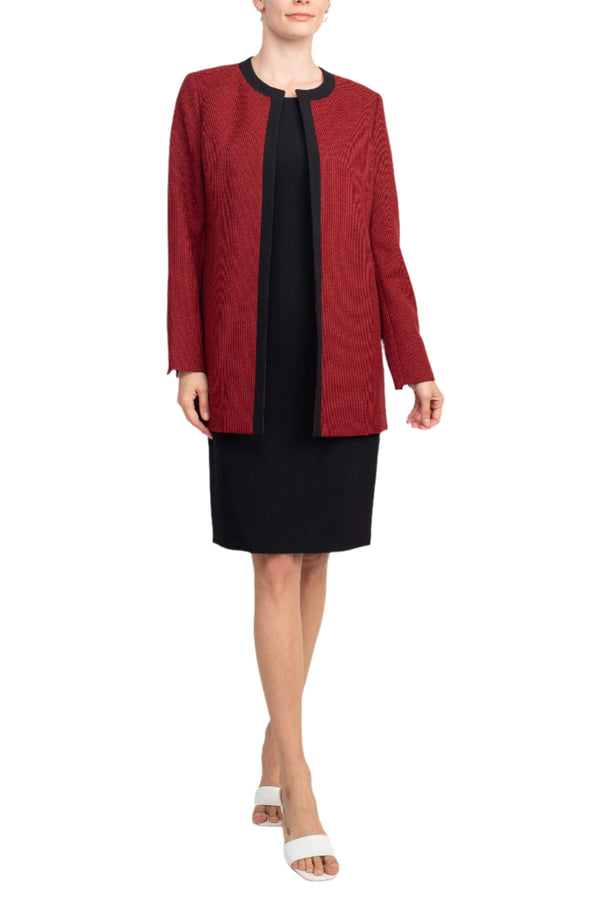 Cocktail Dresses Two Piece Short Mother of the Bride Jacket Dress Fire Red Combo