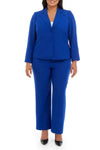 Pant Suit Plus Size Long Formal Collar Jacket Pant Suit Celeste Blue