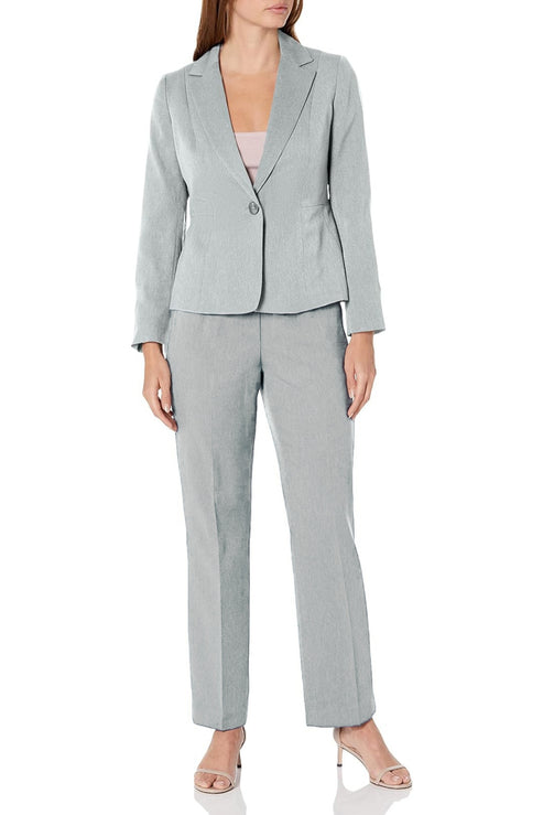 Pant Suit Long Formal Two Piece Collar Petite Pant Suit Grey