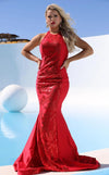 Prom Dresses Sequin Long Formal Fitted Lace Prom Dress Red