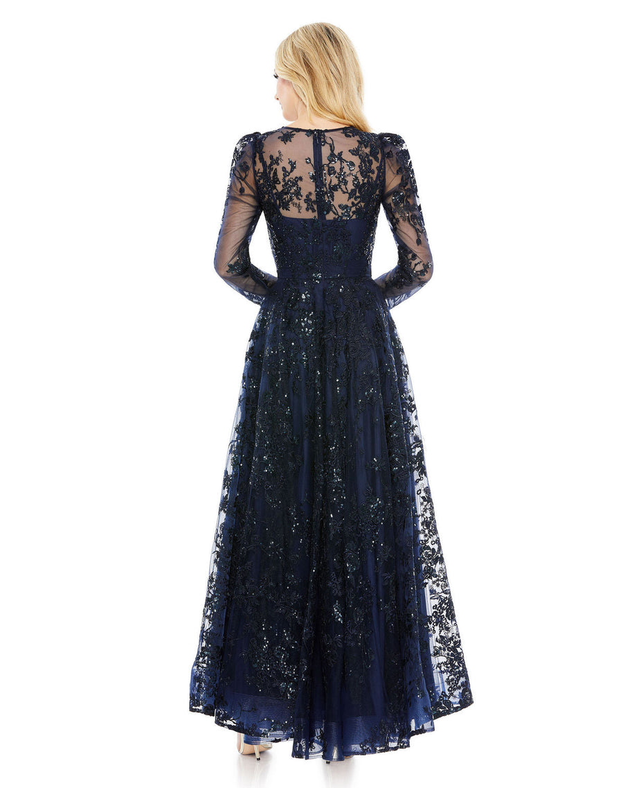 Formal Dresses Long Sleeve A Line Formal Prom Dress Navy