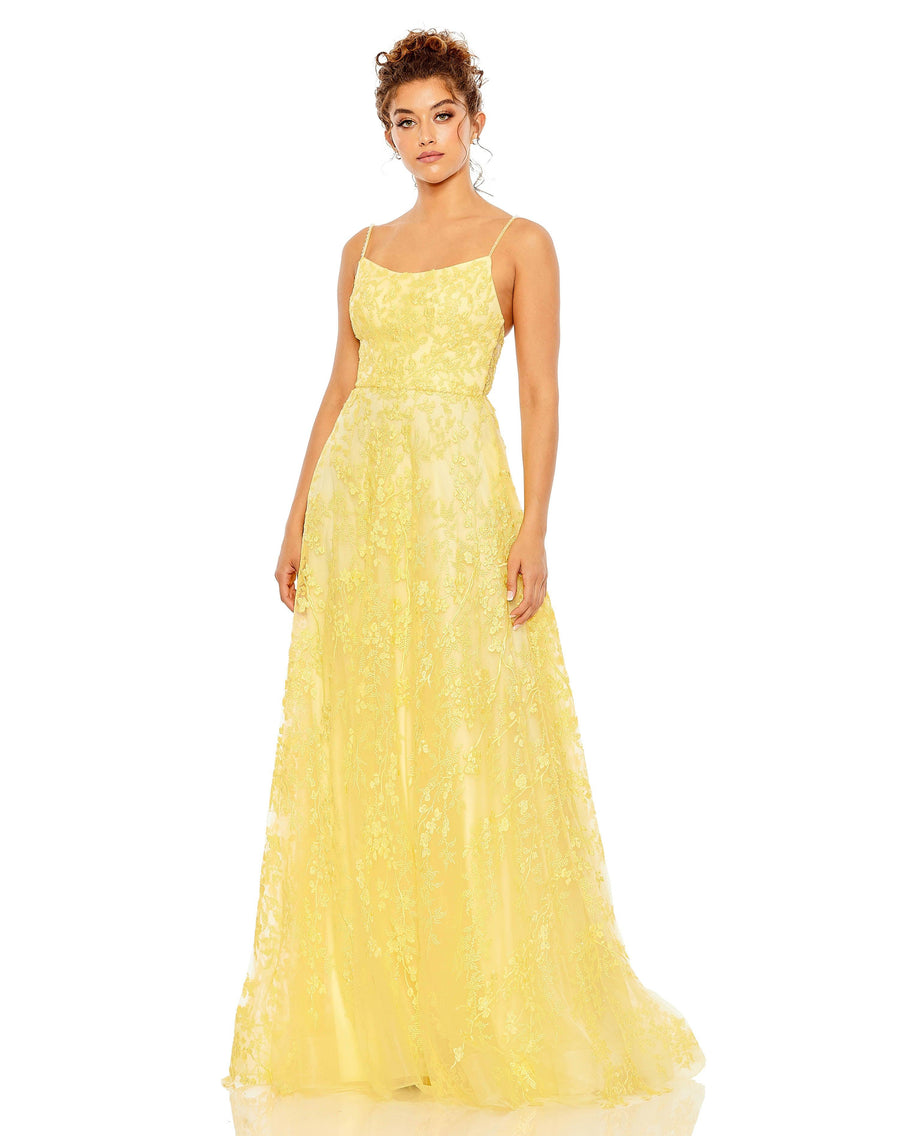 Prom Dresses Prom Spaghetti Strap Long Formal Gown Yellow