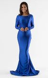 Formal Dresses Long Sleeve Fitted Formal Evening Dress Royal