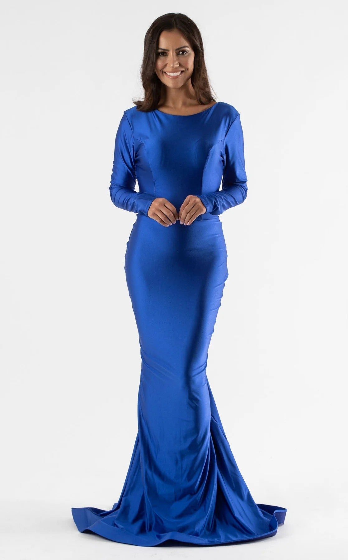 Formal Dresses Long Sleeve Fitted Formal Evening Dress Royal