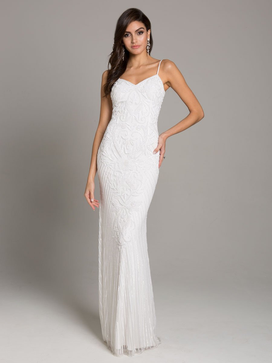 Wedding Dresses Long Beaded Sequin Wedding Dress Ivory