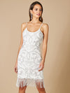 Wedding Dresses Short Beaded Fringe Fitted Wedding Dress White