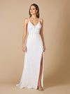 Wedding Dresses Long Beaded Slit Wedding Dress Ivory