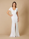 Wedding Dresses Beaded Long Slit Wedding Dress Ivory