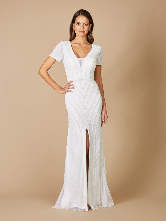 Wedding Dresses Beaded Long Slit Wedding Dress Ivory