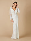 Wedding Dresses Long Simple Floral Beaded Wedding Dress Ivory