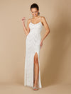 Wedding Dresses Long Slit Beaded Wedding Dress Ivory