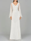 Wedding Formal Dresses Bridal Gown Long Beaded Simple Wedding Dress Ivory