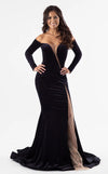 Prom Dresses Long Sleeve Formal Fitted Evening Dress Black