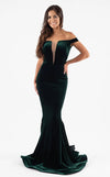 Prom Dresses Fitted Long Velvet Formal Evening Prom Dress Hunter