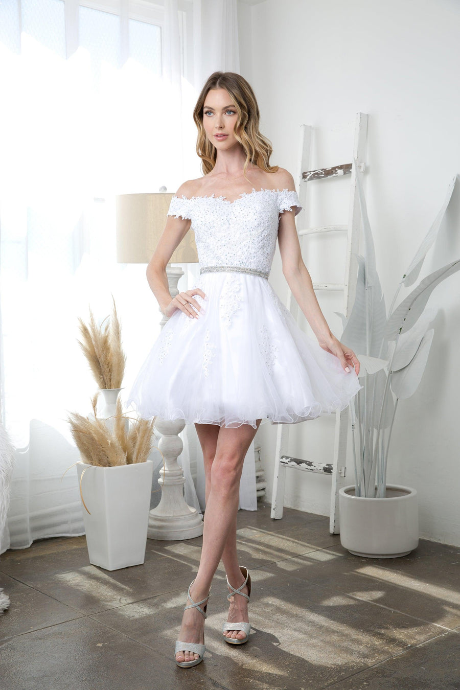 Prom Short Off Shoulder Lace Cocktail Party Dress