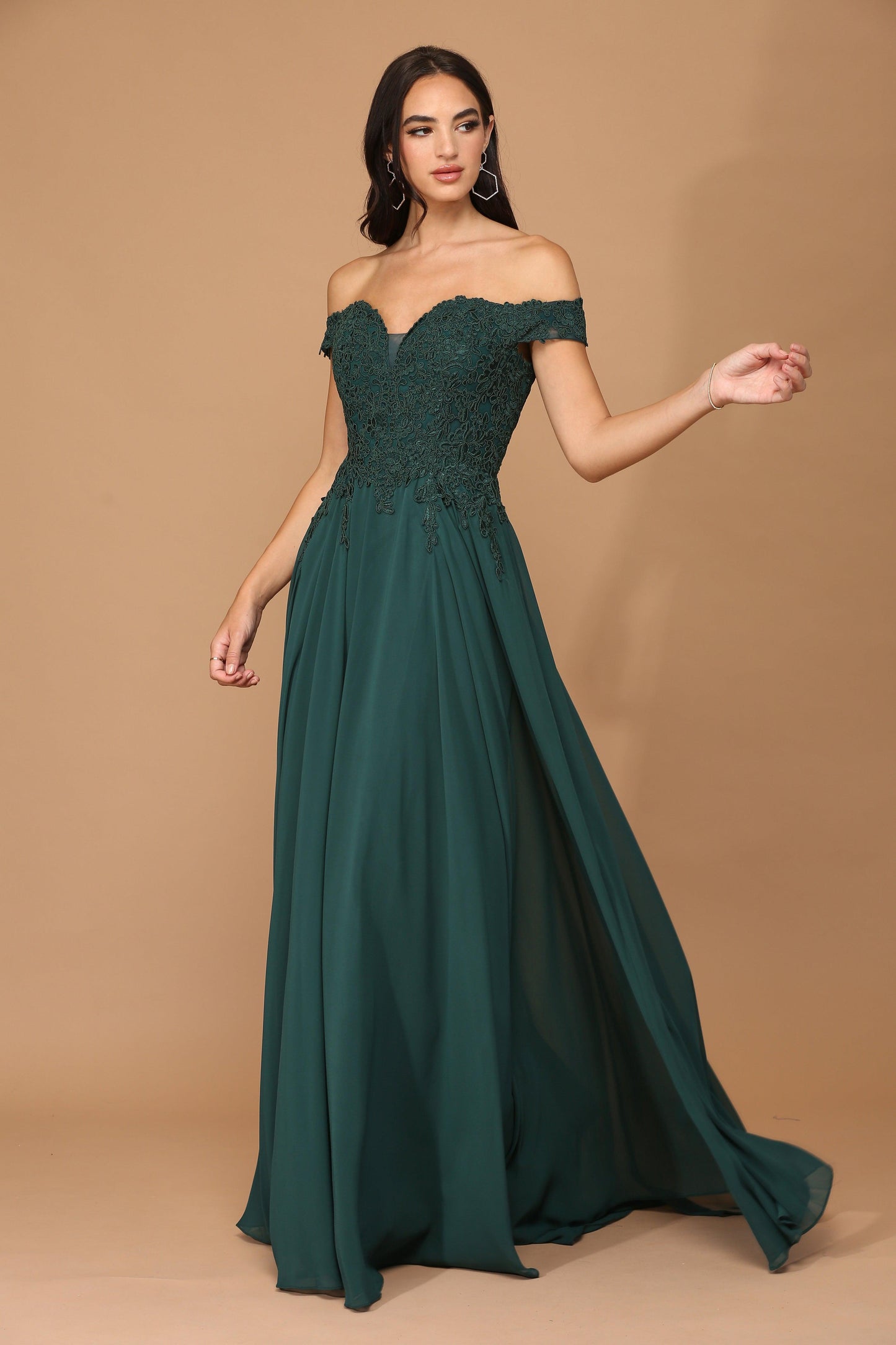 Long Off Shoulder Formal Chiffon Evening Dress