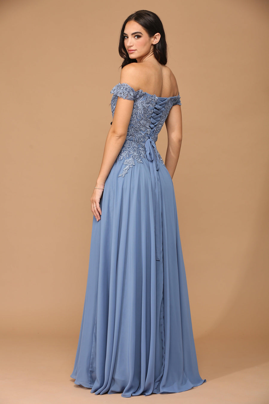 Long Off Shoulder Formal Chiffon Evening Dress