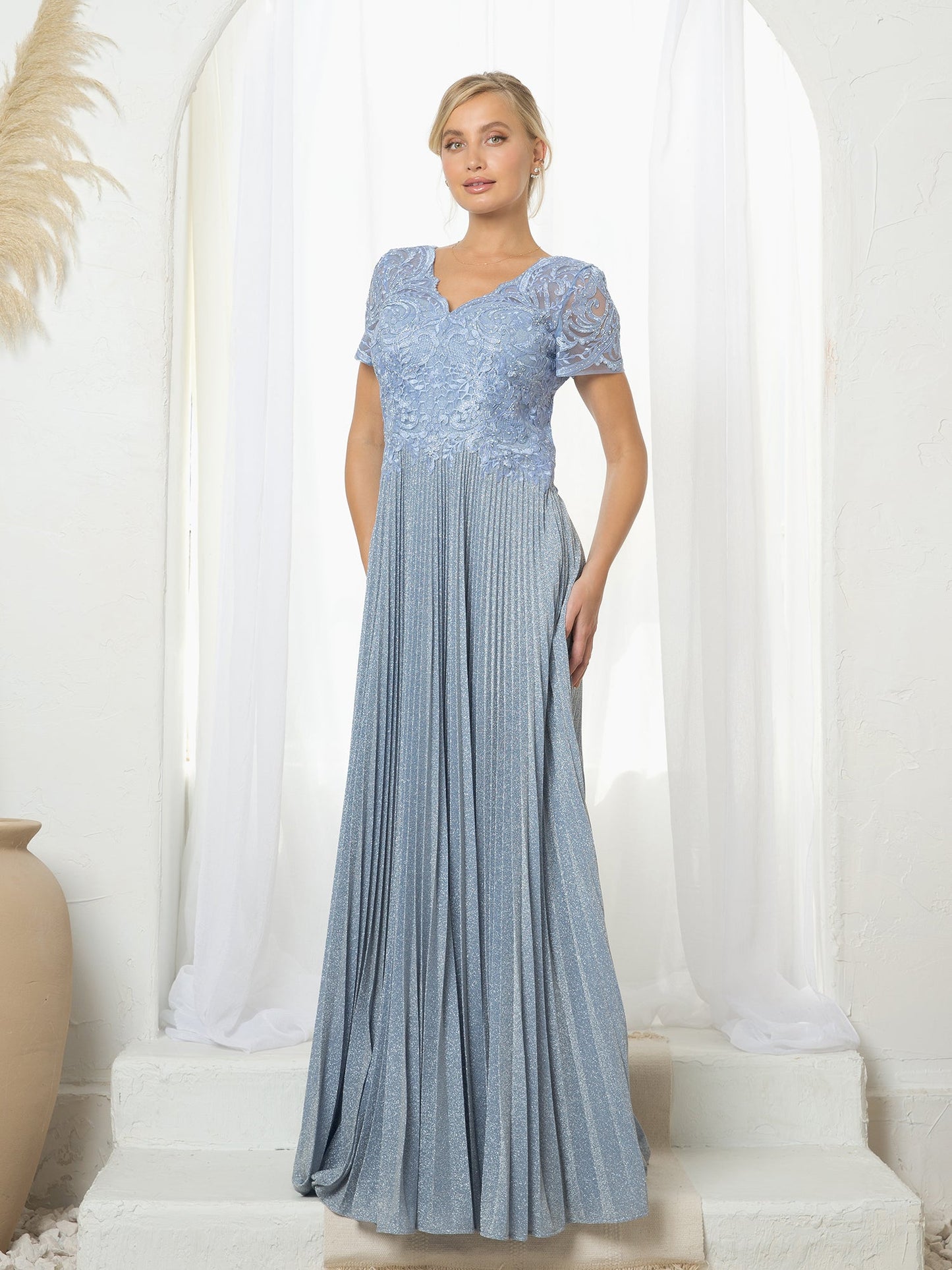 Mother of the Bride Dresses Mother of the Bride Long Formal Metallic Dress Perry Blue