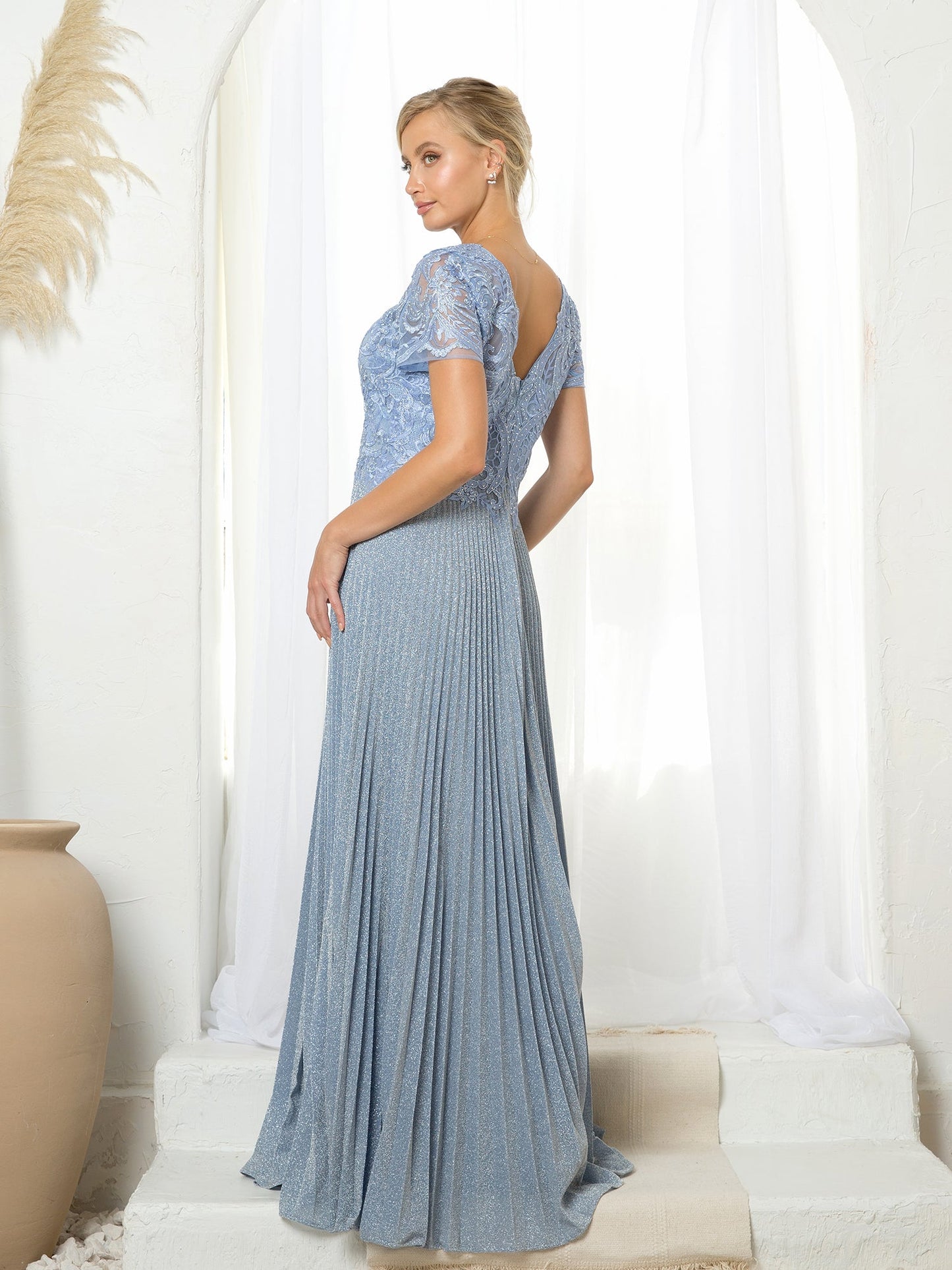 Mother of the Bride Dresses Mother of the Bride Long Formal Metallic Dress Perry Blue