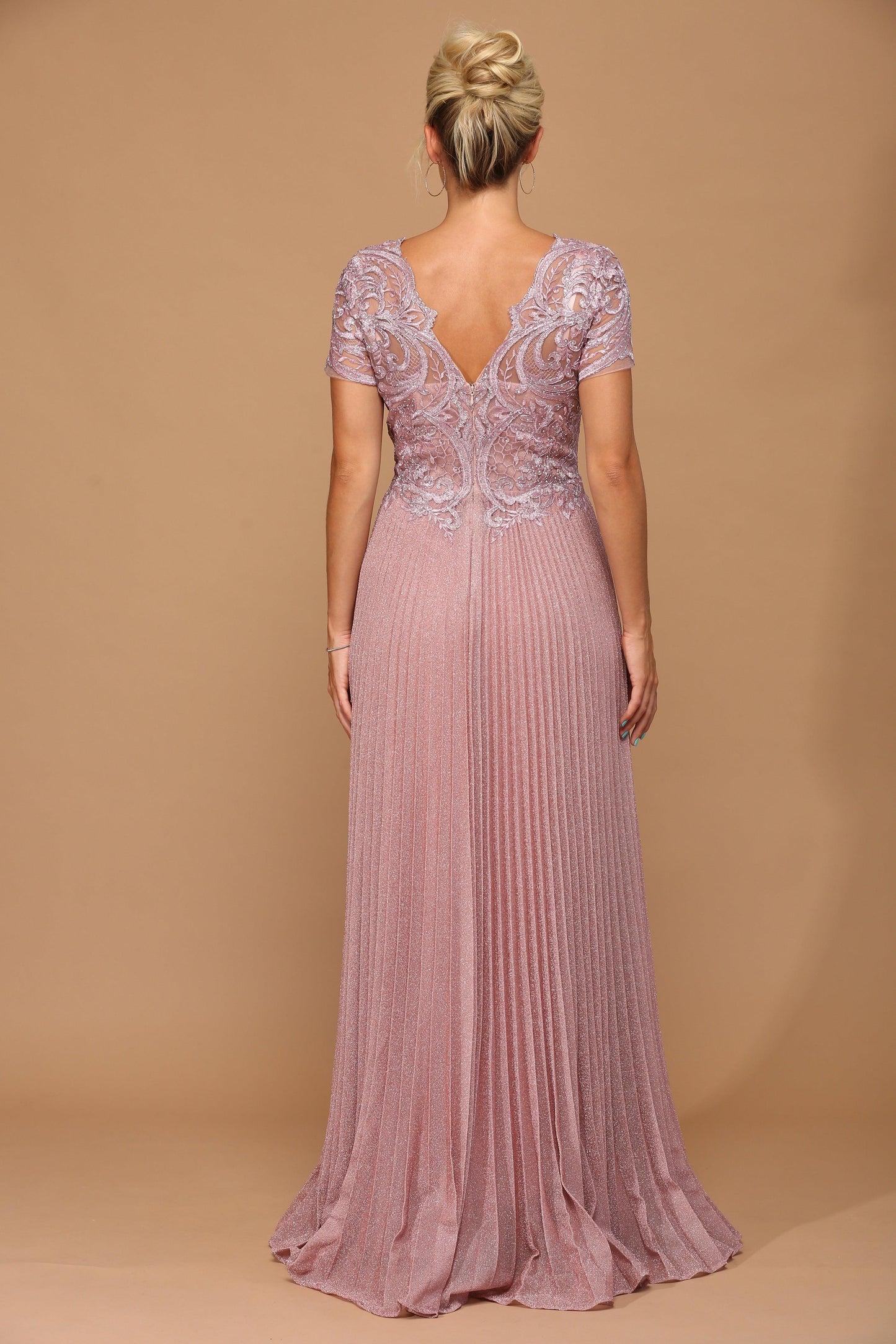 Mother of the Bride Dresses Mother of the Bride Long Formal Metallic Dress Dusty Rose