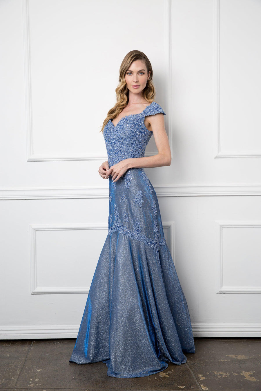 Long Mother of the Bride Metallic Evening Dress Sale