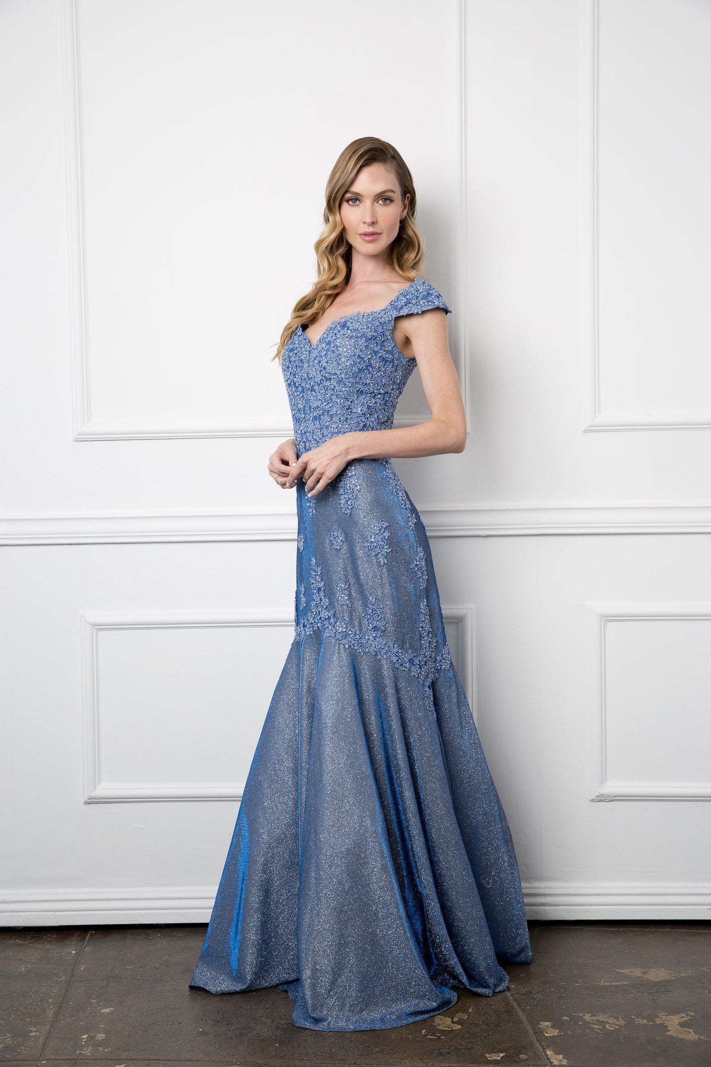 Long Mother of the Bride Metallic Evening Dress Sale