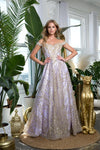 Prom Dresses Prom Long Off Shoulder Glitter Ball Gown Lilac