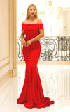 Prom Dresses Fitted Long Formal Evening Mermaid Prom Dress Red