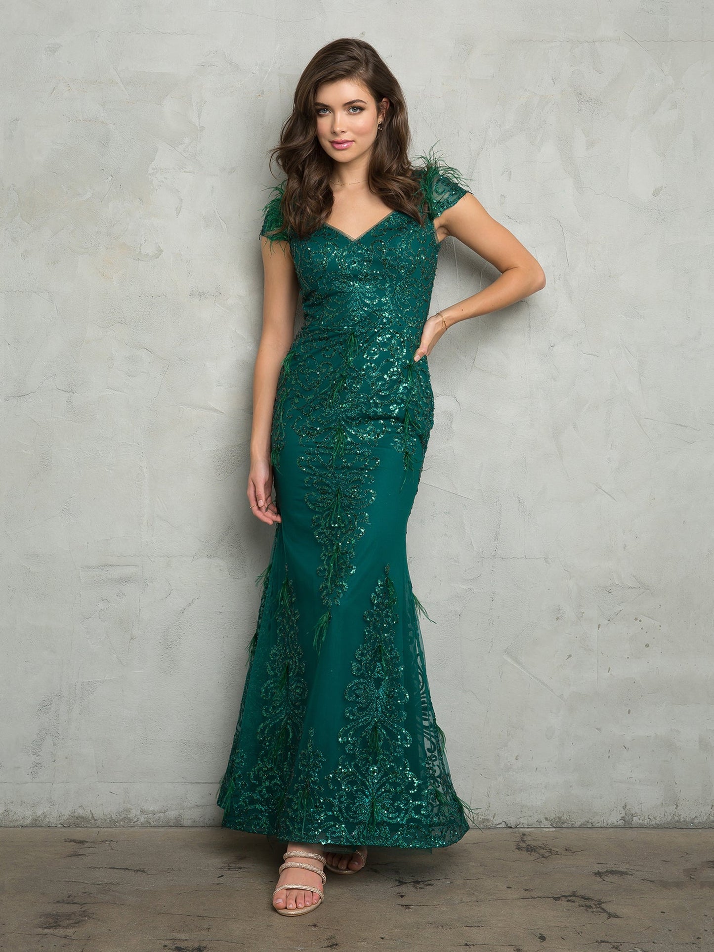 Mother of the Bride Dresses Fitted Long Glitter Formal Mother of the Bride Dress  Hunter Green