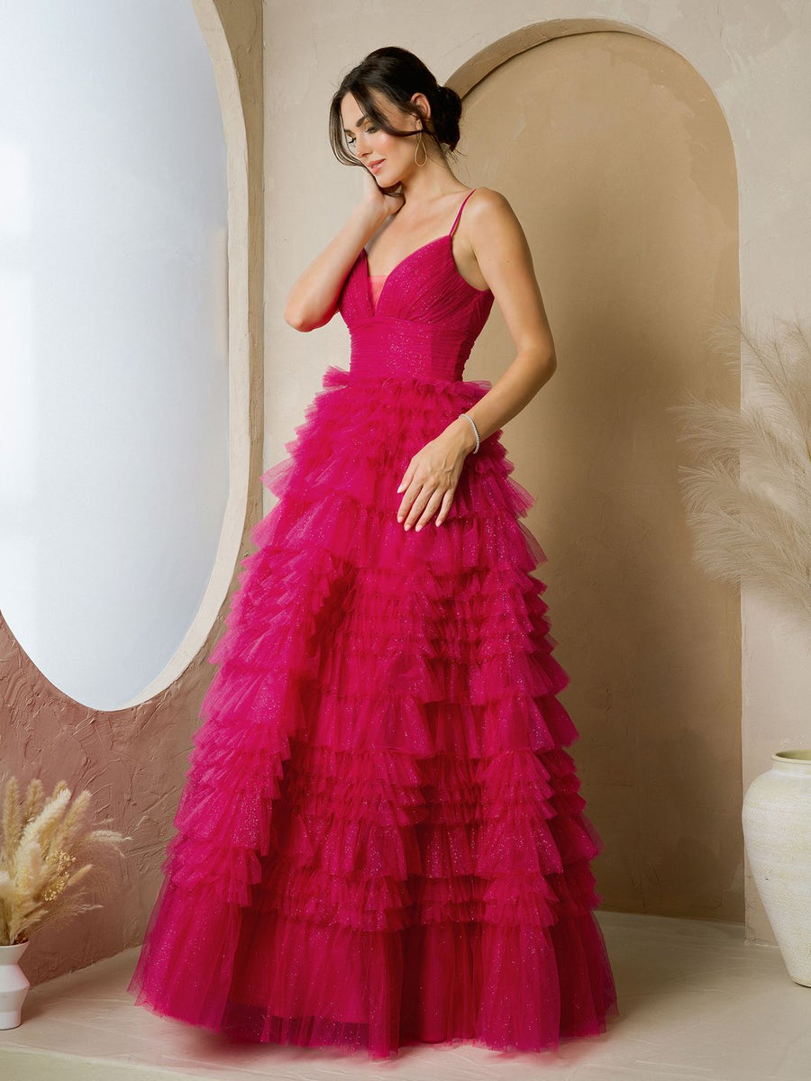 Formal Dresses  Formal Long Glitter Ball Gown Prom Dress Fuchsia