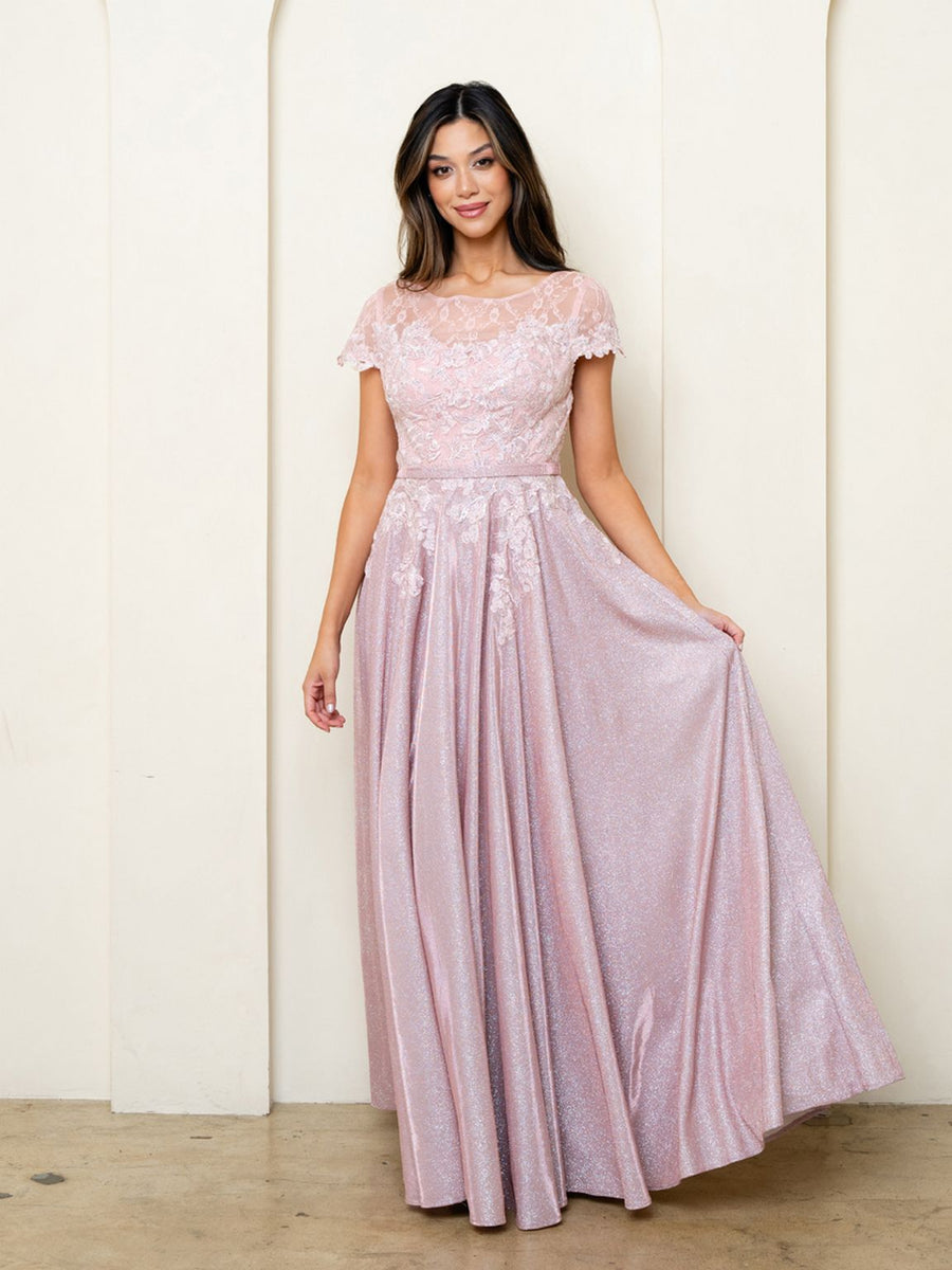 Mother of the Bride Dresses Long Mother of the Bride Formal Metallic Dress Dusty Rose