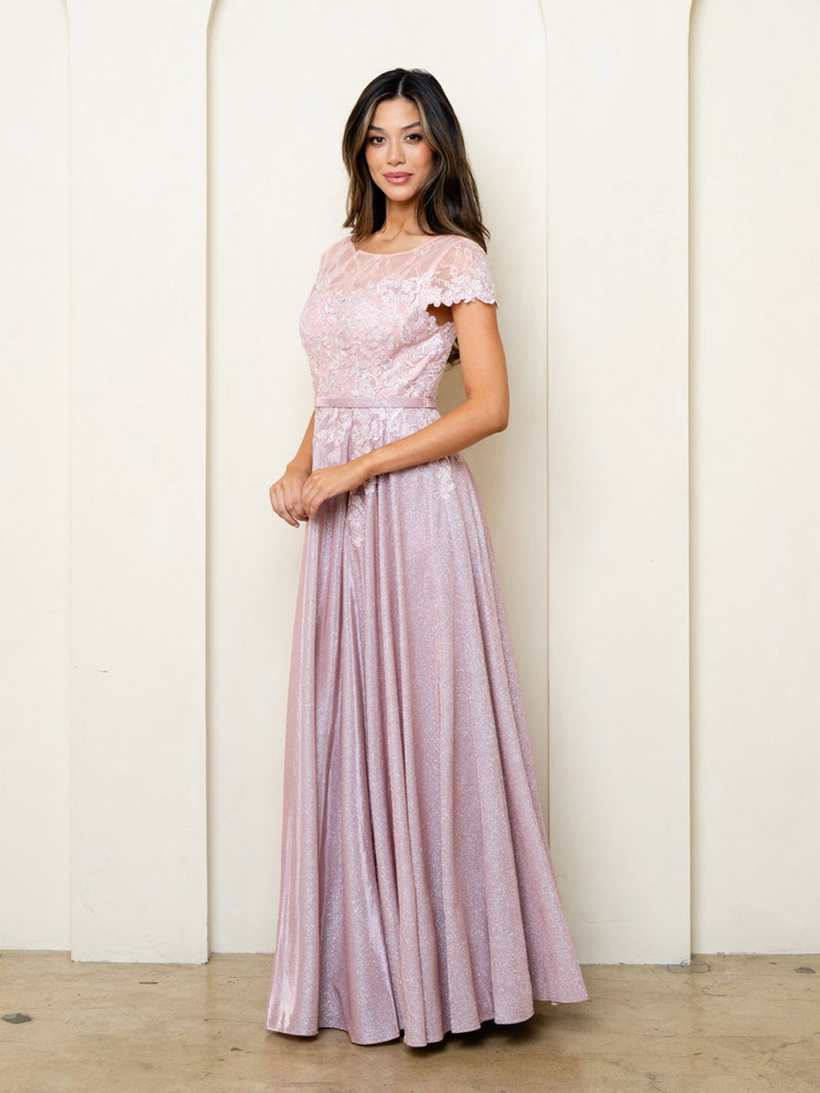 Mother of the Bride Dresses Long Mother of the Bride Formal Metallic Dress Dusty Rose
