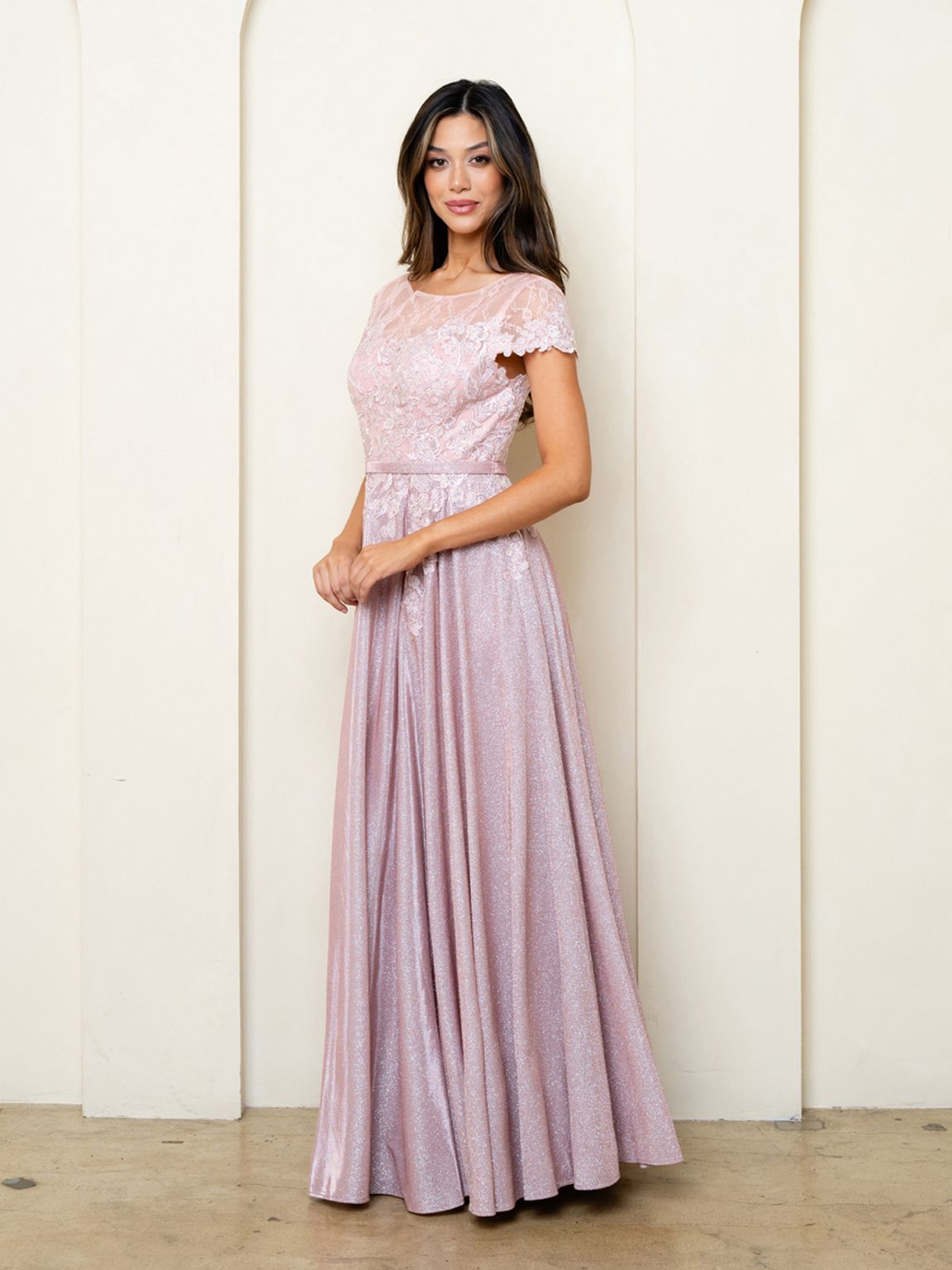 Mother of the Bride Dresses Long Mother of the Bride Formal Metallic Dress Dusty Rose