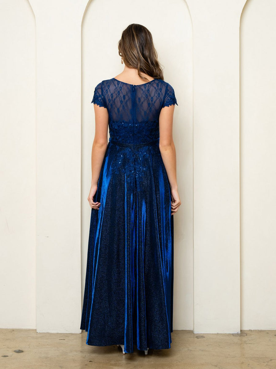 Mother of the Bride Dresses Long Mother of the Bride Formal Metallic Dress Navy