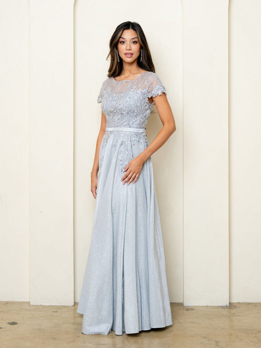 Mother of the Bride Dresses Long Mother of the Bride Formal Metallic Dress Silver