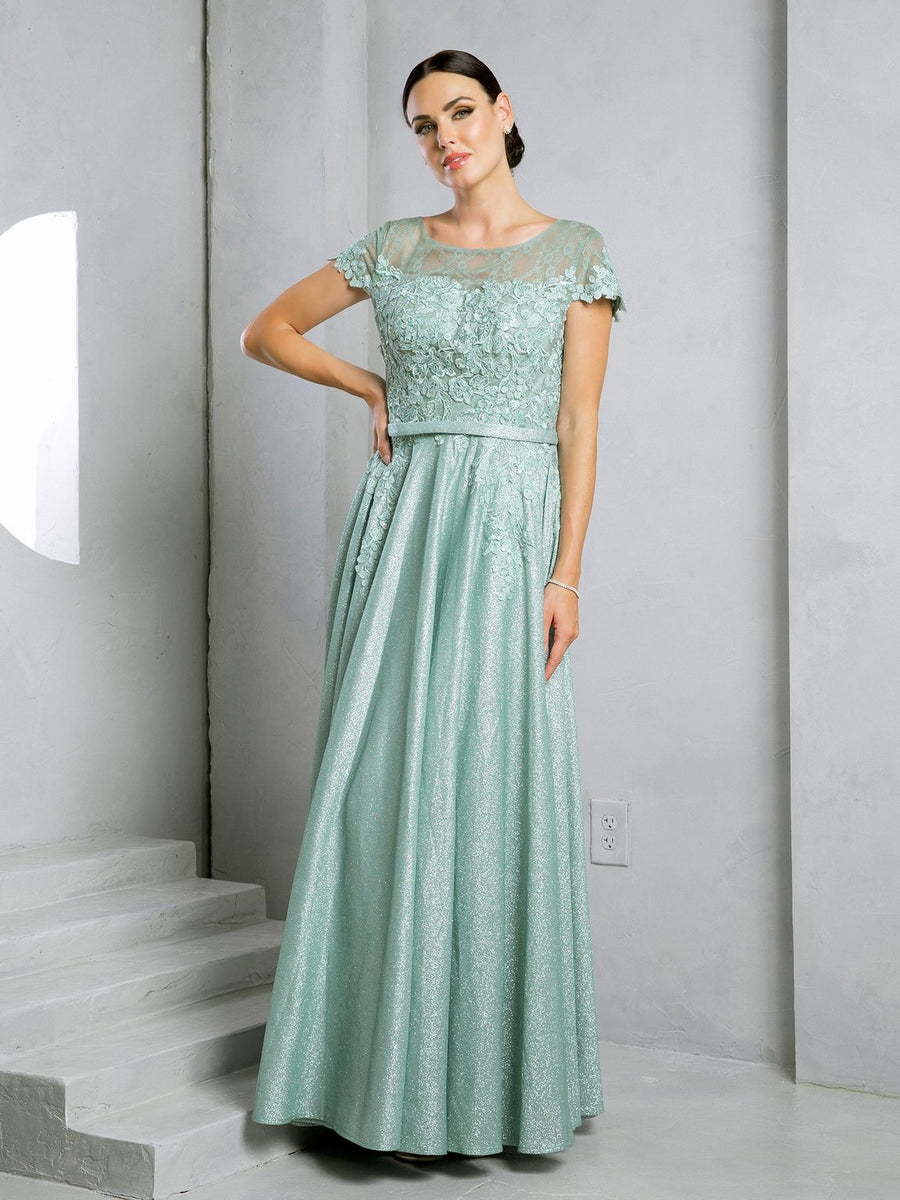 Mother of the Bride Dresses Long Mother of the Bride Formal Metallic Dress Sage