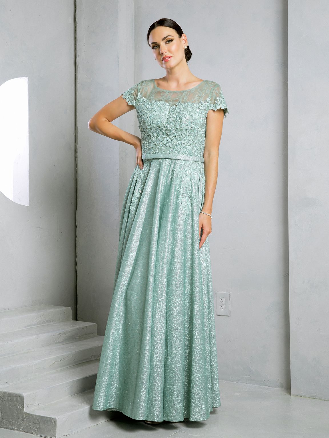 Mother of the Bride Dresses Long Mother of the Bride Formal Metallic Dress Sage