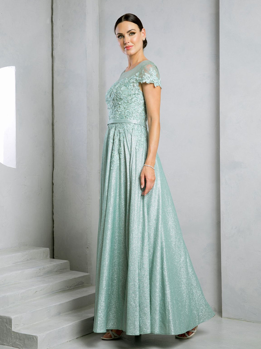 Mother of the Bride Dresses Long Mother of the Bride Formal Metallic Dress Sage