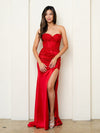 Prom Dresses Fitted Long Formal Lace Corset Prom Dress Red
