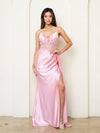 Prom Dresses  Slit Long Formal A Line Prom Dress Pink