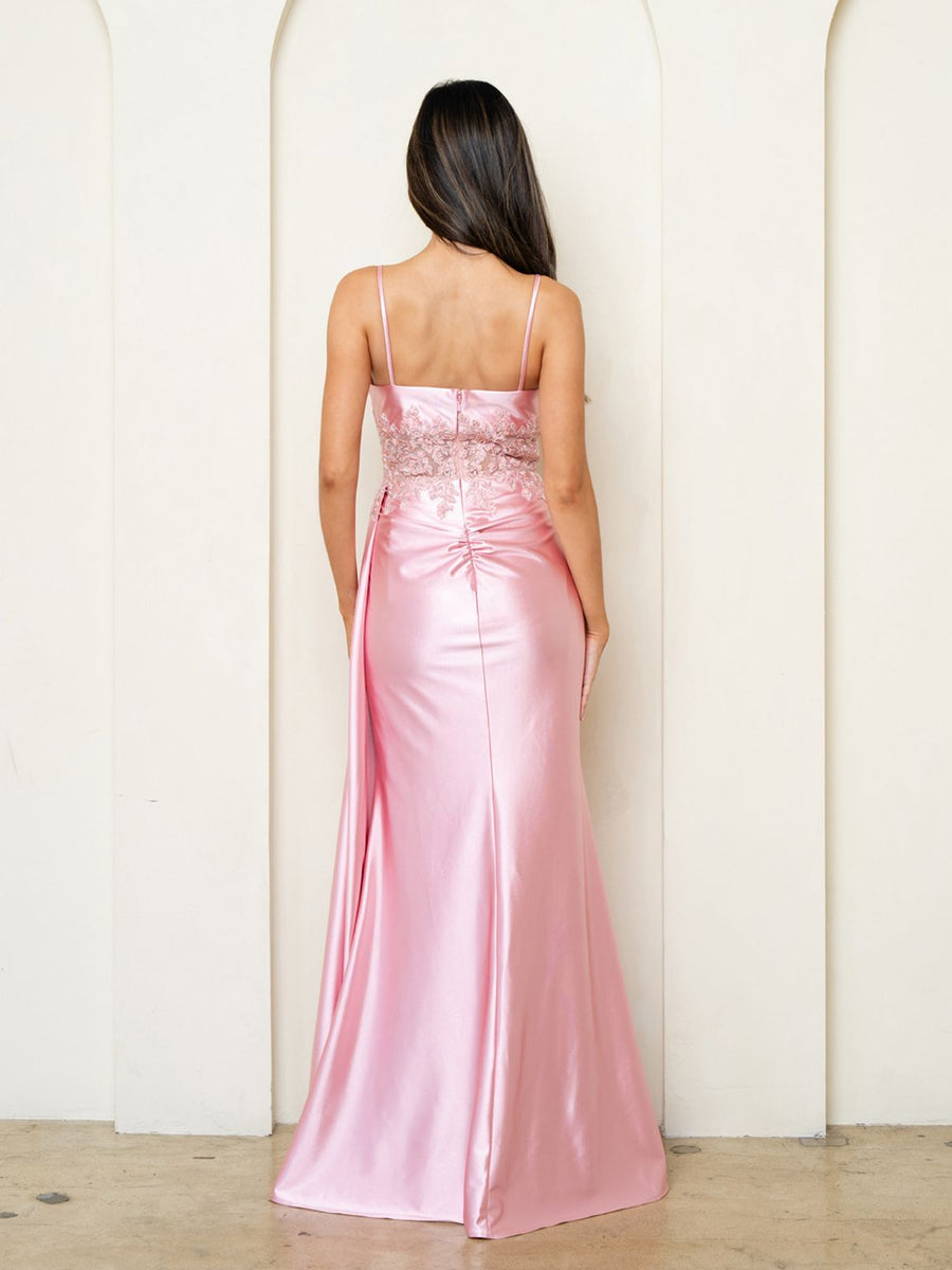 Prom Dresses  Slit Long Formal A Line Prom Dress Pink