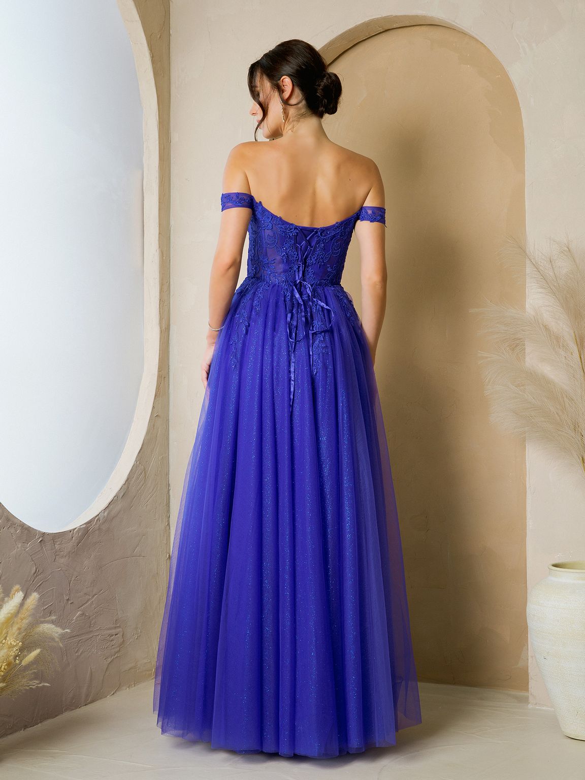 Long Formal A Line Slit Prom DressRoyal