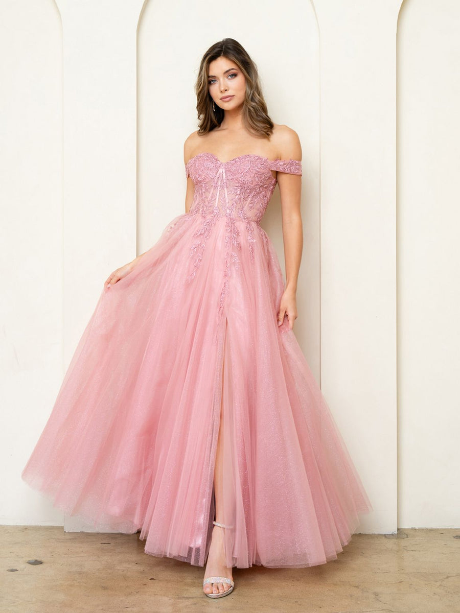 Prom Dresses  Long Formal A Line Slit Prom Dress Dusty Rose