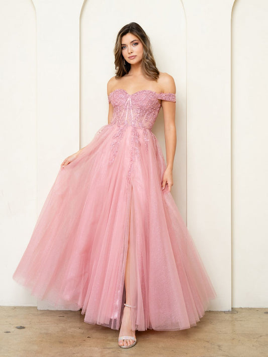 Prom Dresses  Long Formal A Line Slit Prom Dress Dusty Rose