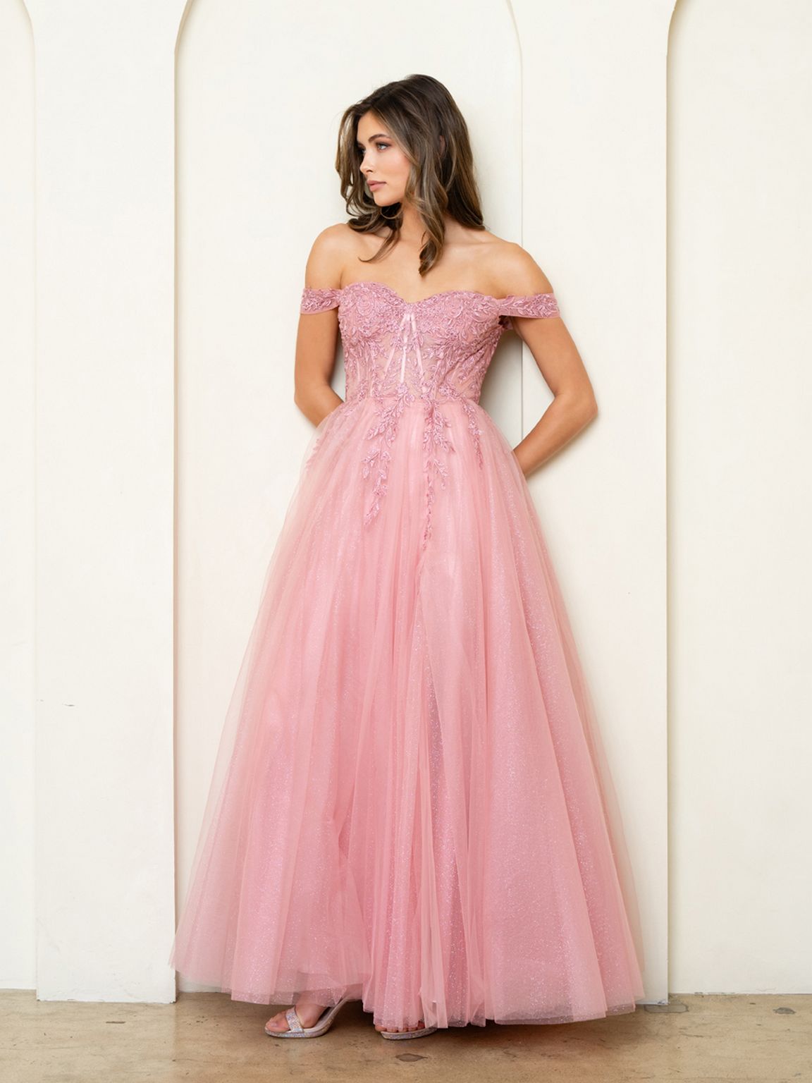 Prom Dresses  Long Formal A Line Slit Prom Dress Dusty Rose